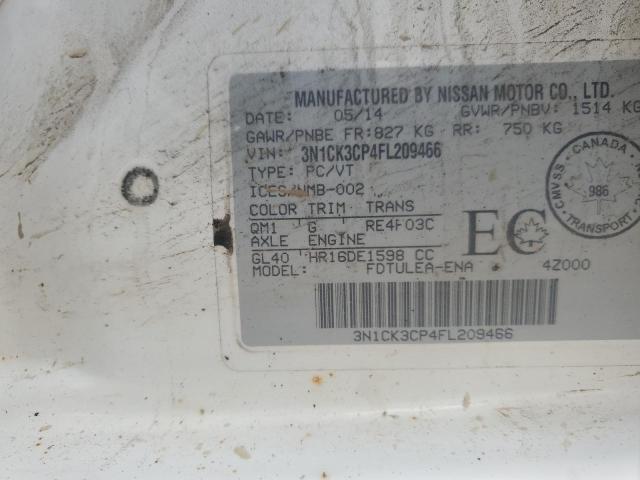 2015 NISSAN MICRA 3N1CK3CP4FL209466