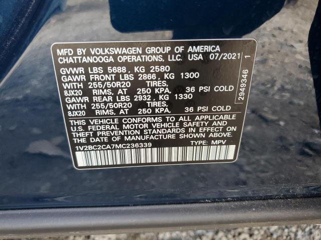2021 VOLKSWAGEN ATLAS CROS - 1V2BC2CA7MC236339