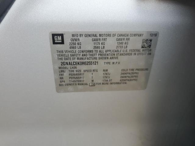 2017 CHEVROLET EQUINOX LT - 2GNALCEK0H6255121