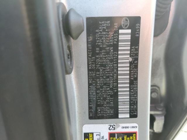2019 TOYOTA CAMRY L 4T1B11HK3KU811123