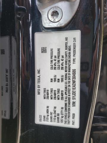 2022 TESLA MODEL 3 - 5YJ3E1EA2NF304686