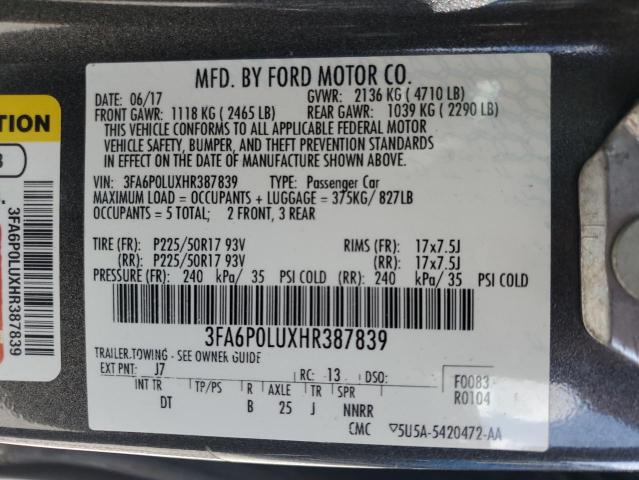 2017 FORD FUSION SE - 3FA6P0LUXHR387839