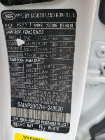 2017 LAND ROVER RANGE ROVE - SALVP2BG7HH248520