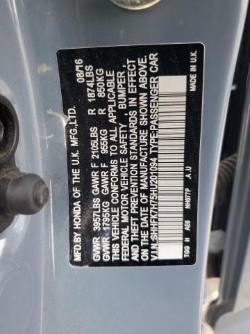 2017 HONDA CIVIC EXL - SHHFK7H75HU201094