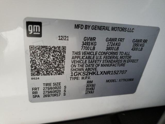 2022 GMC YUKON XL K 1GKS2HKLXNR152707