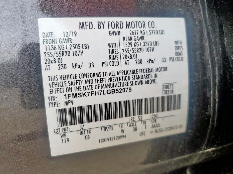 2020 FORD EXPLORER L - 1FMSK7FH7LGB52079
