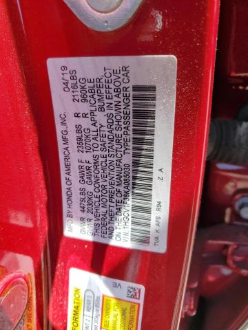 2019 HONDA ACCORD SPO - 1HGCV1F38KA085030