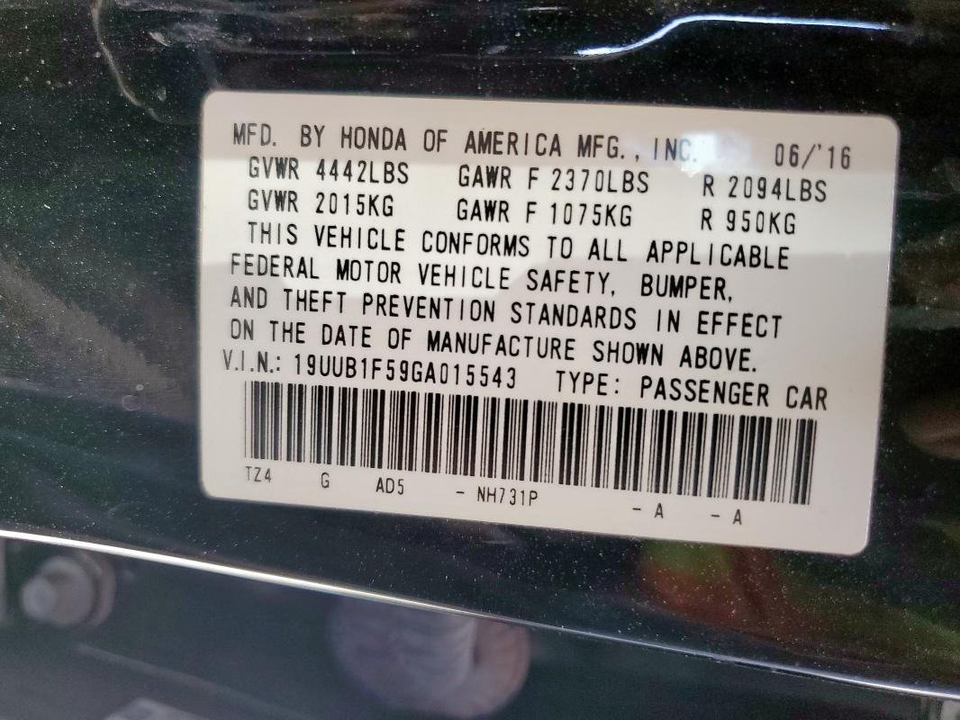 2016 ACURA TLX TECH 19UUB1F59GA015543