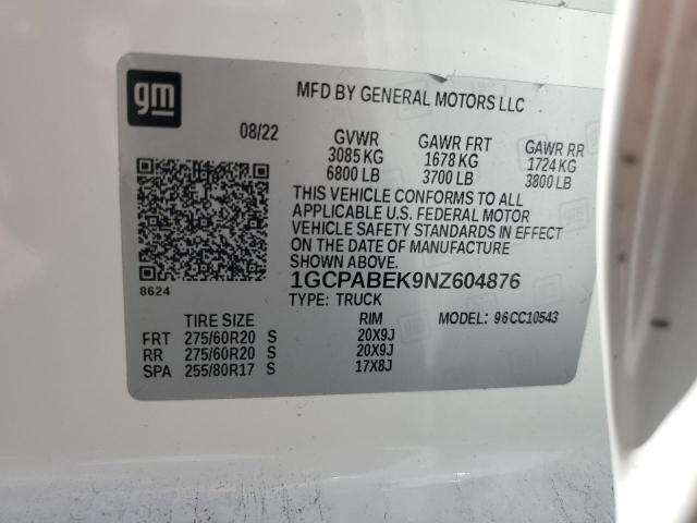 2022 CHEVROLET SILVERADO - 1GCPABEK9NZ604876