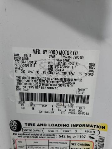 2011 FORD F150 SUPER - 1FTFW1EF1BFA90710