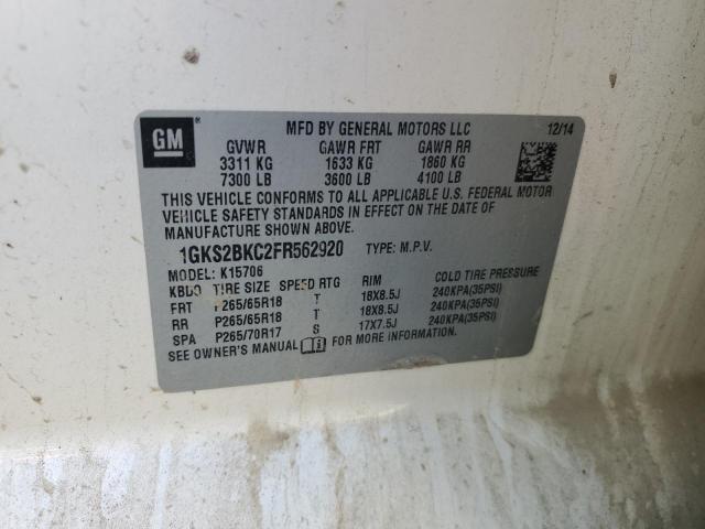 2015 GMC YUKON SLT 1GKS2BKC2FR562920