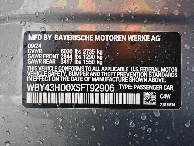 2025 BMW I4 XDRIVE WBY43HD0XSFT92906