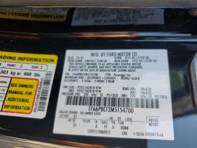 2021 FORD MUSTANG GT - 1FA6P8CF2M5154700