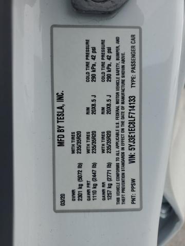 2020 TESLA MODEL 3 - 5YJ3E1EC8LF714133