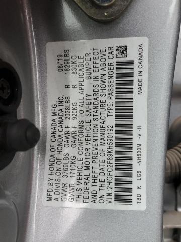 2019 HONDA CIVIC SPORT 2HGFC2F89KH590192