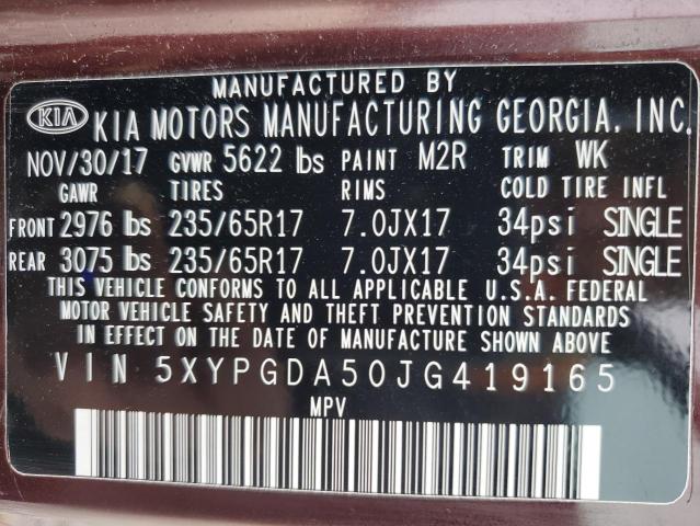 2018 KIA SORENTO LX 5XYPGDA50JG419165