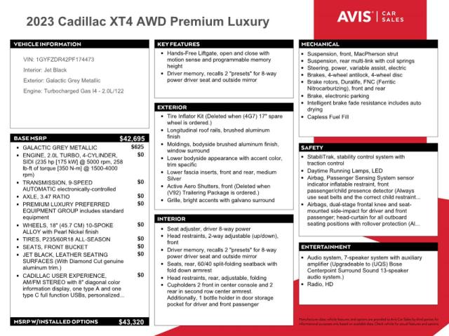 2023 CADILLAC XT4 PREMIU - 1GYFZDR42PF174473