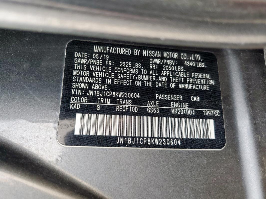 2019 NISSAN ROGUE SPOR - JN1BJ1CP8KW230604