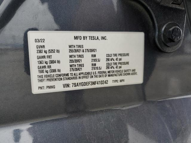 2022 TESLA MODEL Y - 7SAYGDEF3NF410242