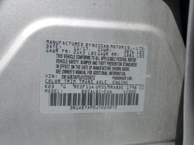 2018 NISSAN SENTRA S 3N1AB7AP0JY225872