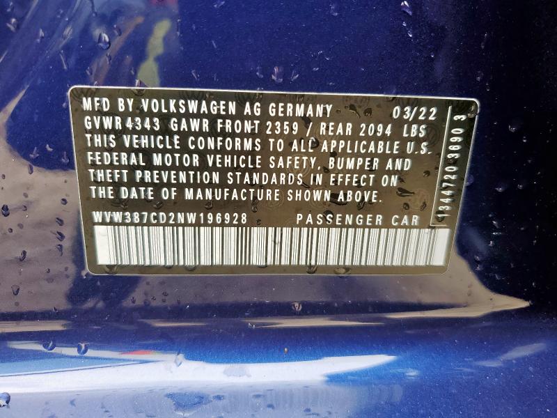 2022 VOLKSWAGEN GTI SE - WVW387CD2NW196928