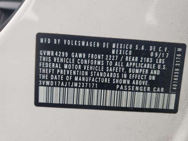 2018 VOLKSWAGEN JETTA SPOR 3VWD17AJ1JM237171