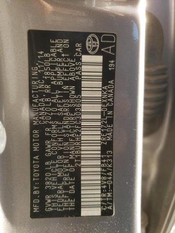 2015 TOYOTA COROLLA L - 2T1BURHE2FC303605