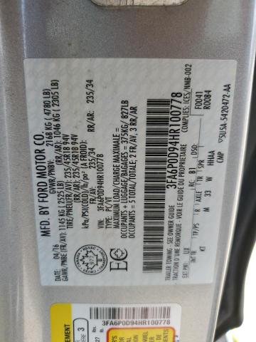 2017 FORD FUSION TIT - 3FA6P0D94HR100778
