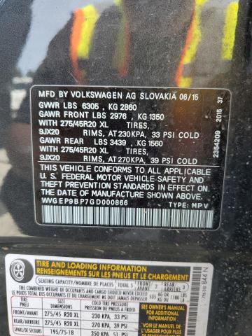 2016 VOLKSWAGEN TOUAREG TD WVGEP9BP7GD000866