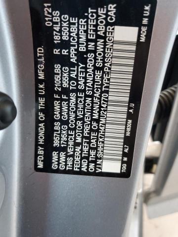 2021 HONDA CIVIC SPOR - SHHFK7H47MU214770