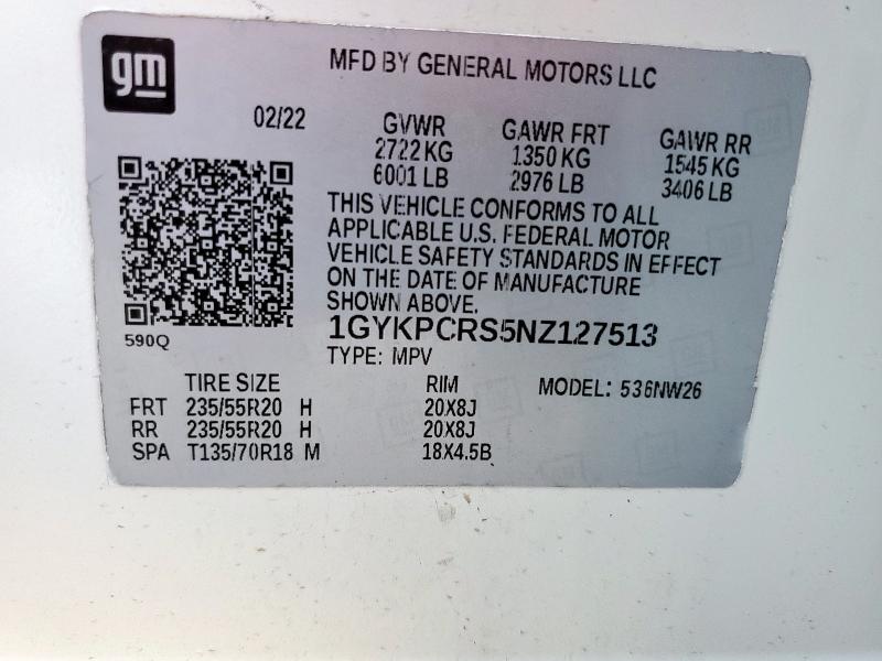 2022 CADILLAC XT6 PREMIU 1GYKPCRS5NZ127513