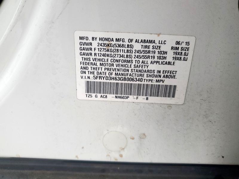 2016 ACURA MDX TECHNO 5FRYD3H63GB006340