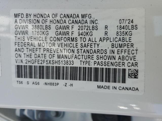2025 HONDA CIVIC SPOR - 2HGFE2F5XSH513833