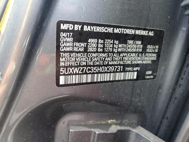 2017 BMW X3 SDRIVE2 5UXWZ7C35H0X39731