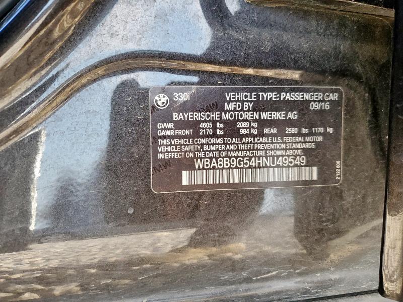 2017 BMW 330 I WBA8B9G54HNU49549
