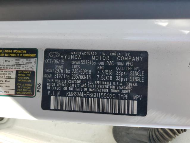 2016 HYUNDAI SANTA FE S - KM8SM4HF6GU155020