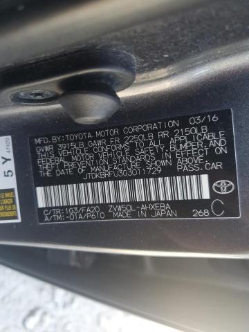 2016 TOYOTA PRIUS - JTDKBRFU3G3011729