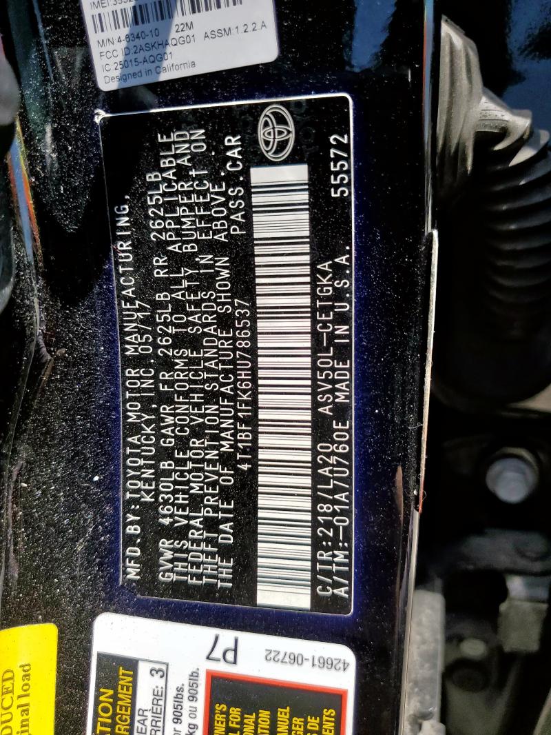 2017 TOYOTA CAMRY LE - 4T1BF1FK6HU786537