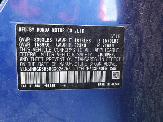 2016 HONDA FIT LX JHMGK5H58GX026755