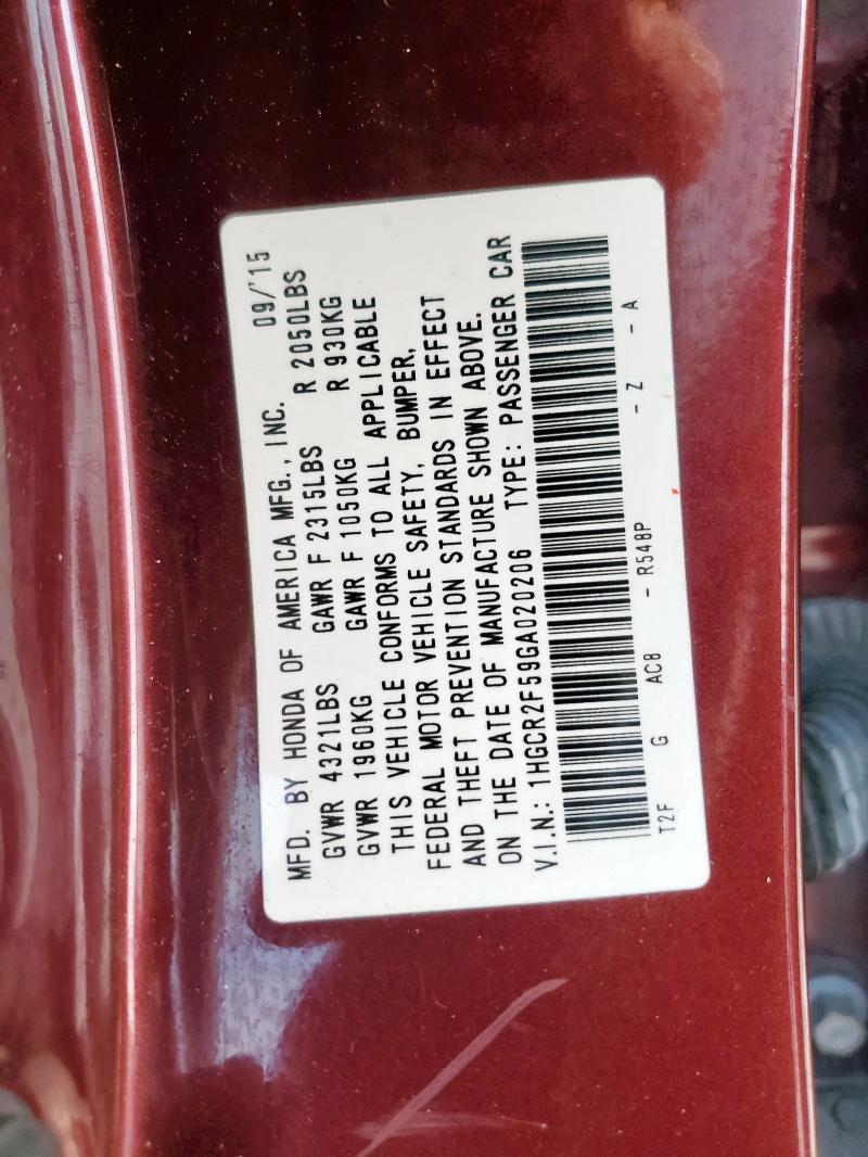 2016 HONDA ACCORD SPO - 1HGCR2F59GA020206