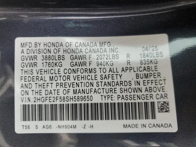 2025 HONDA CIVIC SPOR - 2HGFE2F58SH589650