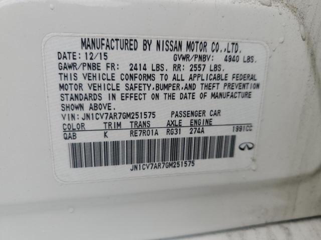 2016 INFINITI Q50 BASE - JN1CV7AR7GM251575