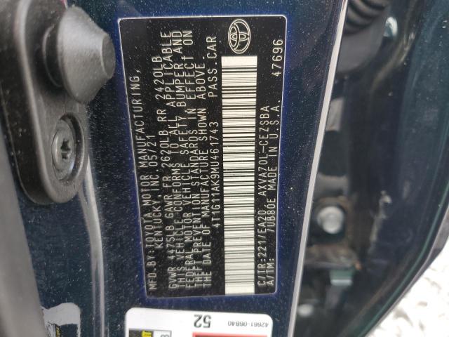 2021 TOYOTA CAMRY SE 4T1G11AK9MU461743