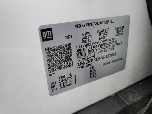 2022 CHEVROLET TAHOE K150 1GNSKPKD5NR117658