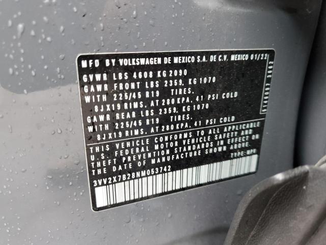 2022 VOLKSWAGEN TAOS SEL 3VV2X7B28NM053742