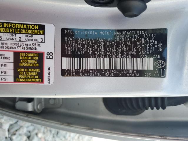 2013 TOYOTA COROLLA BA - 2T1BU4EE7DC969296