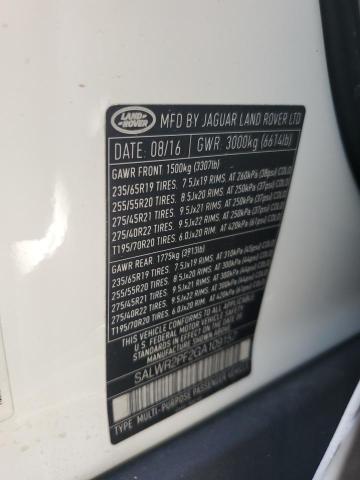 2016 LAND ROVER RANGE ROVE - SALWR2PF2GA109157