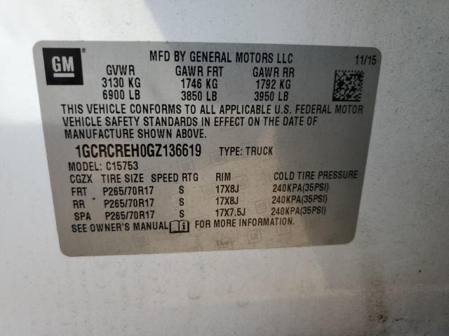 2016 CHEVROLET SILVERADO - 1GCRCREH0GZ136619