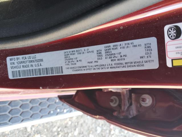 2021 RAM 1500 BIG H 1C6RREFT8MN750399
