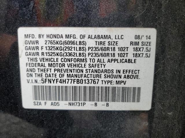 2015 HONDA PILOT EXLN 5FNYF4H77FB013767